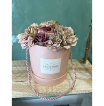 Mini selyemvirág box rózsaszín-lila színekben
